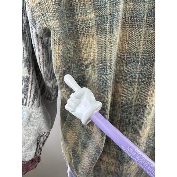 Vtg Y2K Citron Santa Monica Patchwork Shirt Dress Small Boho Artsy Grunge Earthy - Picture 11 of 16